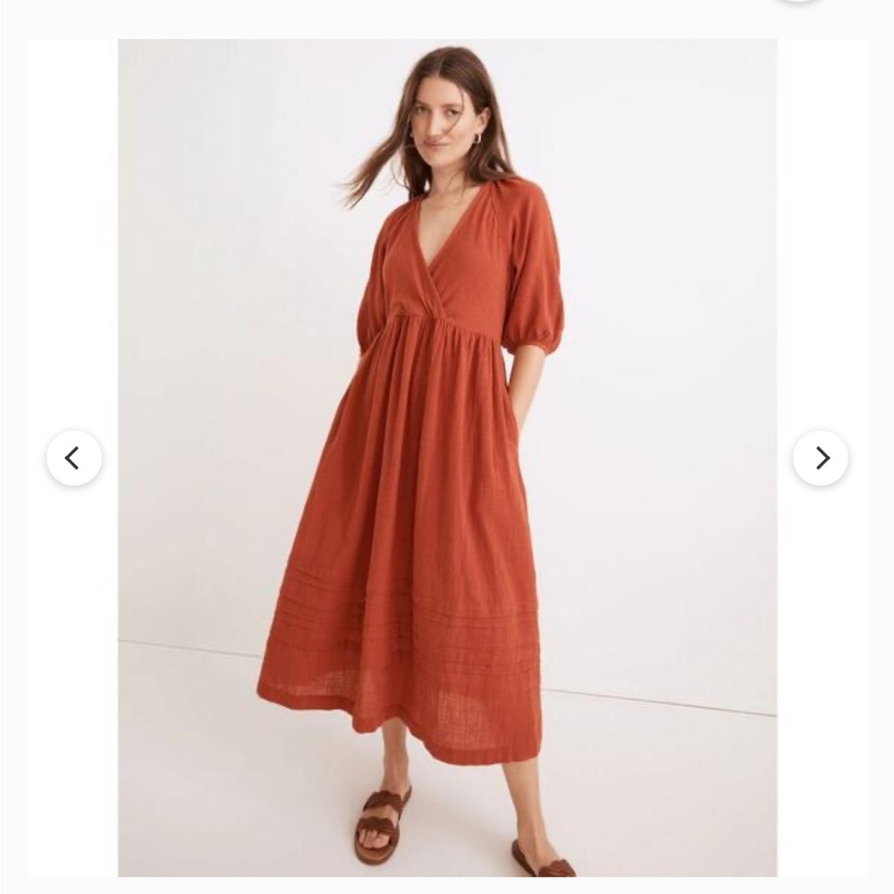Madewell Midi/Maxi Marianna Puff Sleeve Etruscan Clay Dress (M)